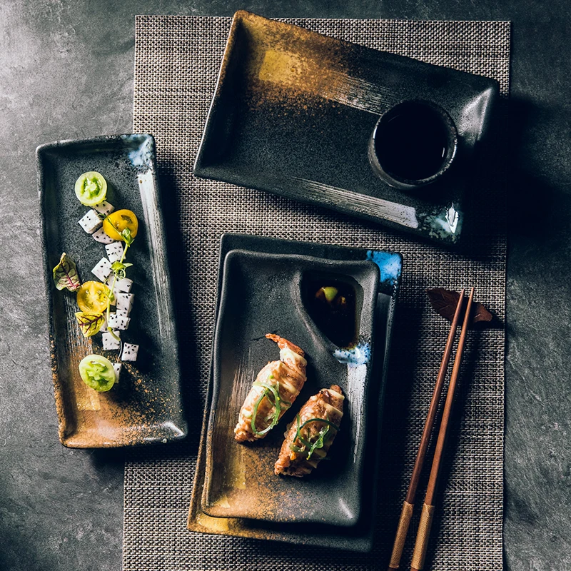 Креативная длинная Квадратная тарелка с разделенной пластиной винтажная