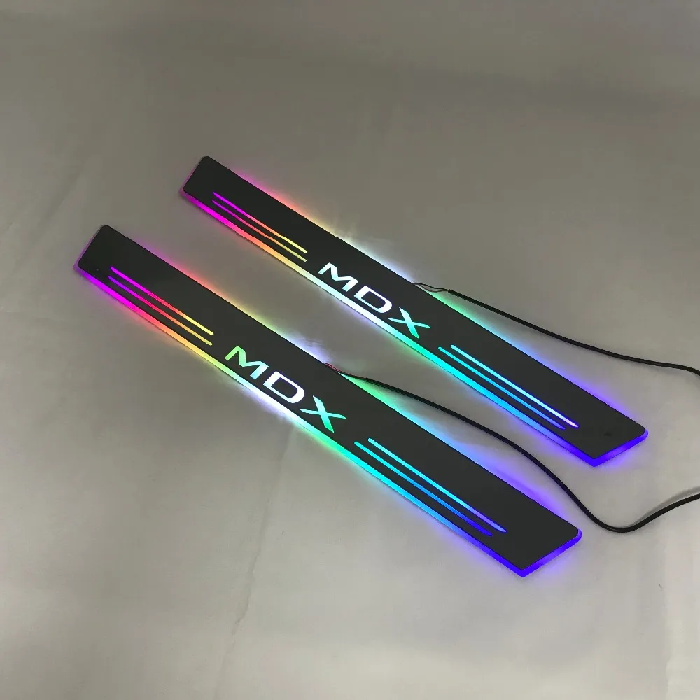 RQXR led движущиеся двери потертости для acura mdx динамический порог пластина плоская подкладка накладки rgb плавный свет, 2 шт