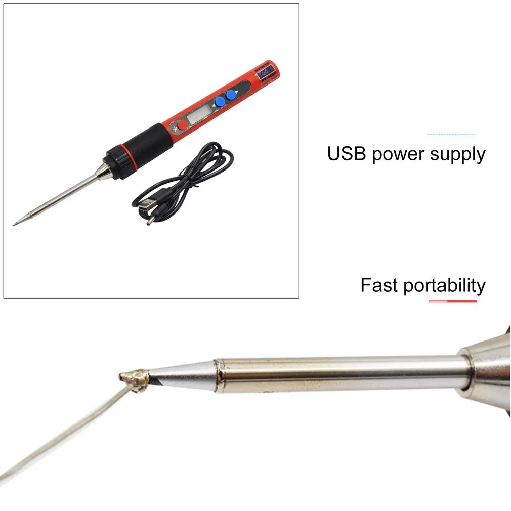 5V 10W USB Temperature Adjustable LED Digital Internal Heating Electric Soldering Iron Tools Kits with Tips | Инструменты