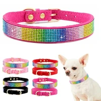 pet collar pet rainbowpuppy cat dog necklace collar rhinestone bling for small pet rainbow bling dog cat collar pendant