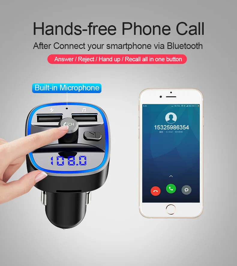 CARPRIE FM Transmitter Wireless Handsfree Audio Receiver Car MP3 Player TF 3.1A USB Fast Charger Accessories Bluetooth 5.0 | Мобильные