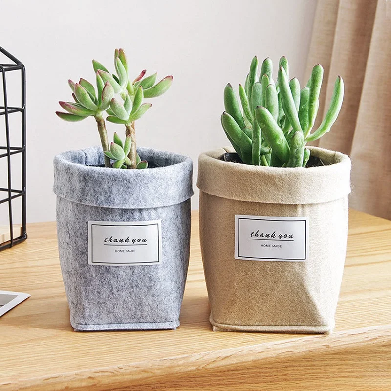 

Felt Succulent Plant Bags Non-woven Fabric Cactus Grow Planters Folding Flower Pot Home Storage Basket WB2046