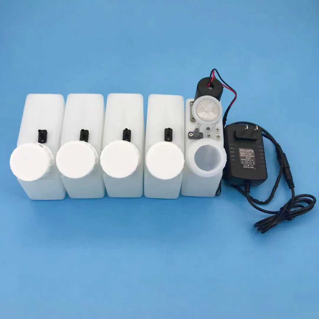 1Set 250ml 5Colors CMYKW DTF Ink Tank single hole with stirring motor air filter for eco solvent printer with adapter