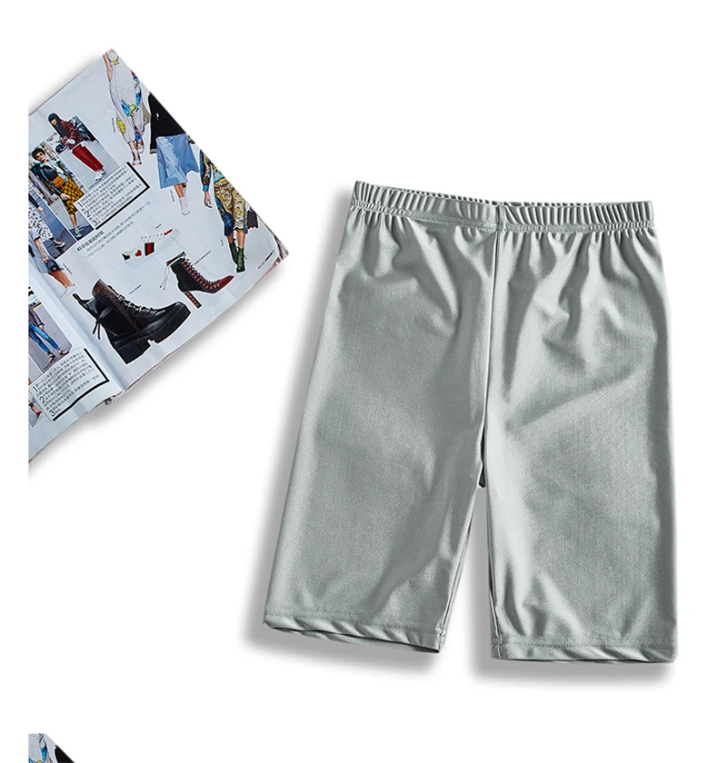 Велосипедки Женские Светоотражающие черные эластичные шорты из спандекса с