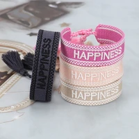 tassel woven bracelets with wording love happineess dream adjustable handmade braided friendship bracelet for women mom family