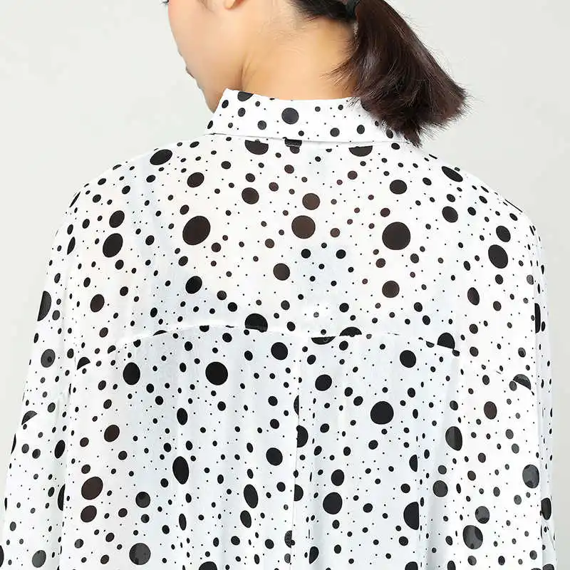 Женская рубашка CHICEVER Sping в горошек большого размера с коротким рукавом|women shirts