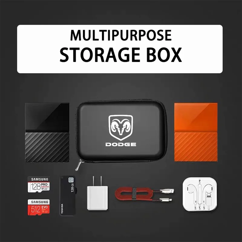 

1pcs Car logo Portable Storage Box For Dodge journey ram 1500 challenger caliber 3C digital Driving License ID Card Storage Bag
