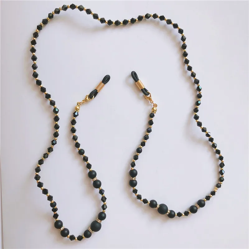 Золотистые черные цепочки для очков с хрустальными бусинами очки чтения