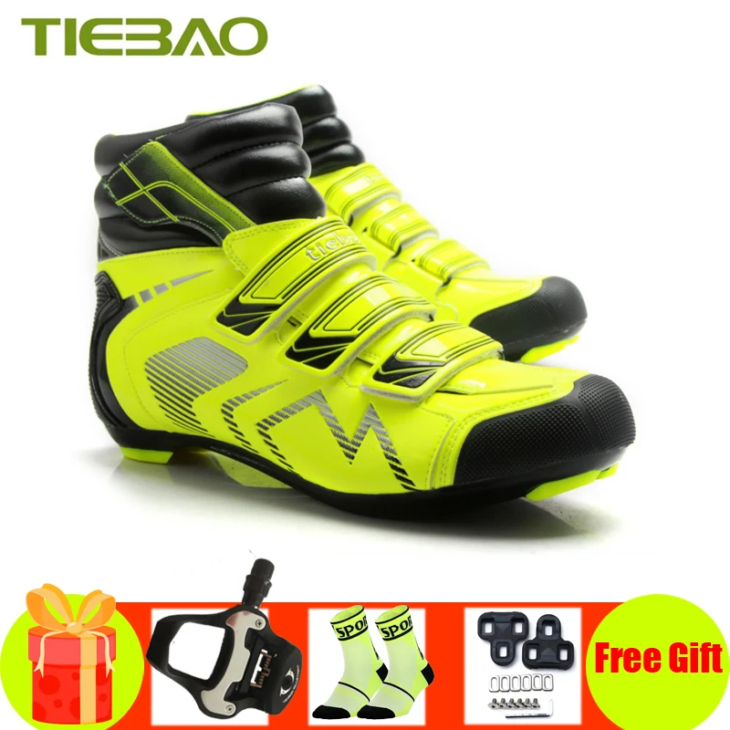 Tiebao Winter Cycling Shoes Zapatillas Ciclismo Carretera Nylon Sole Keep Warm Cycling Sneakers Self-locking Snow Cycling Boots