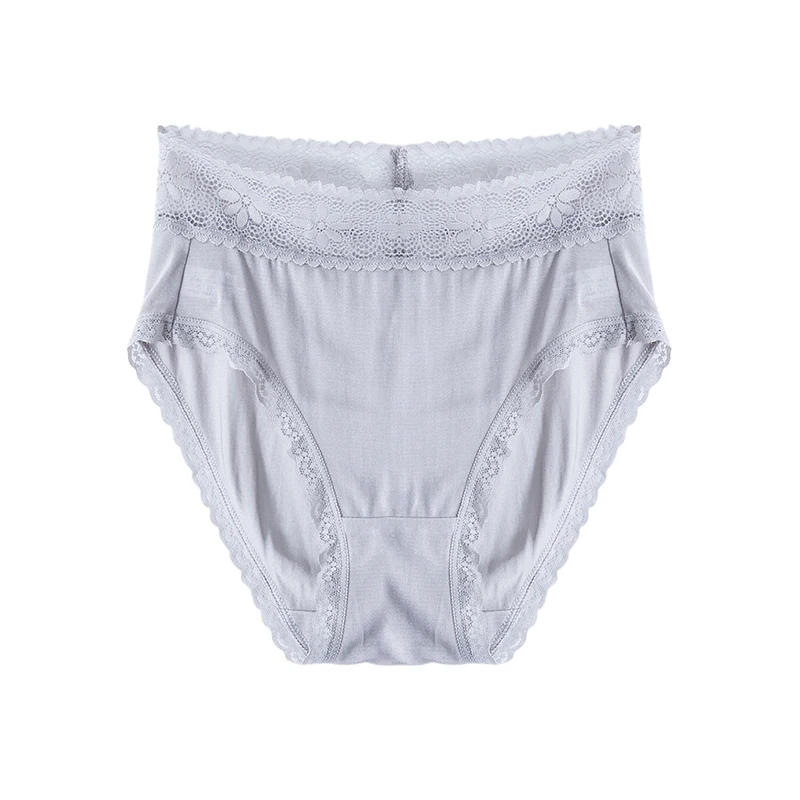 

LEECHEE Sexy Lace natural silk Seamless and thin Panties For Women Breathable Out soft Briefs Mid waist Solid color lingerie