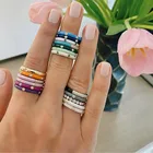Женские кольца с эмалью, раколь, разноцветные кольца с круглым кубическим цирконием, флуоресцентные украшения, лето 2021