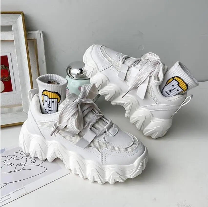 

Women Sneakers White Tennis Women Shoes Spring Summer Female Row Shoes Platform Flats Casual Ladies Lace-up running Shoes