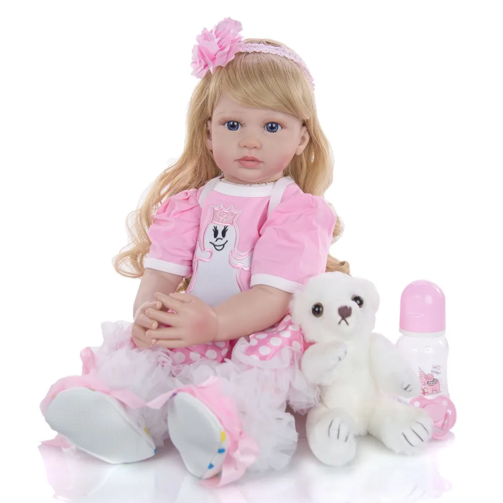 

24 дюймовая кукла-Реборн, мягкая силиконовая кукла-Реборн, кукла для девочек, Реалистичная игрушка для новорожденных, 60 см, Детская кукла «Пр...