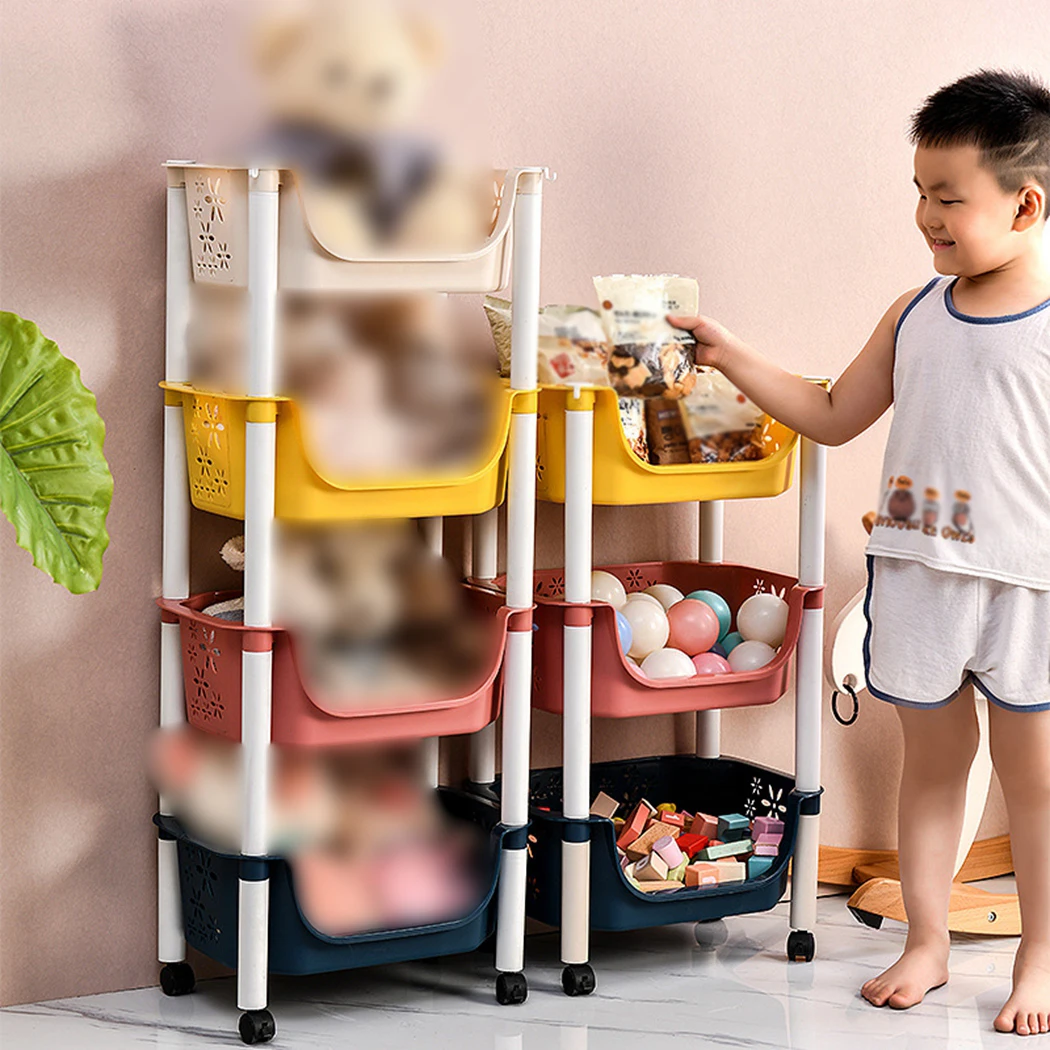 Детская тележка для хранения корзина игрушек макарон пластиковая | Дом и сад