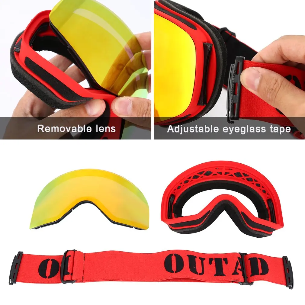 OUTAD двухслойные лыжные очки с защитой от ультрафиолета противотуманные защитные