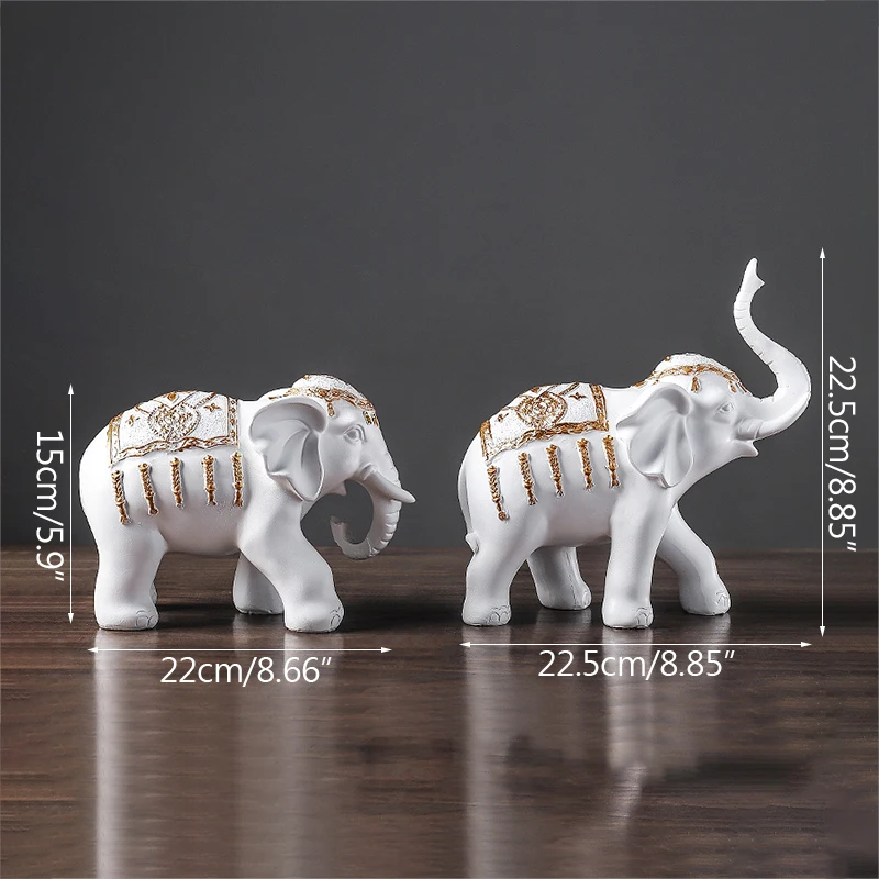 

LUCKY COUPLE ELEPHANT RESIN CRAFTS EUROPEAN-STYLE DECORATION LIVING ROOM TV CABINET PORCH WINE CABINET FENG SHUI ELEPHANT STATUE