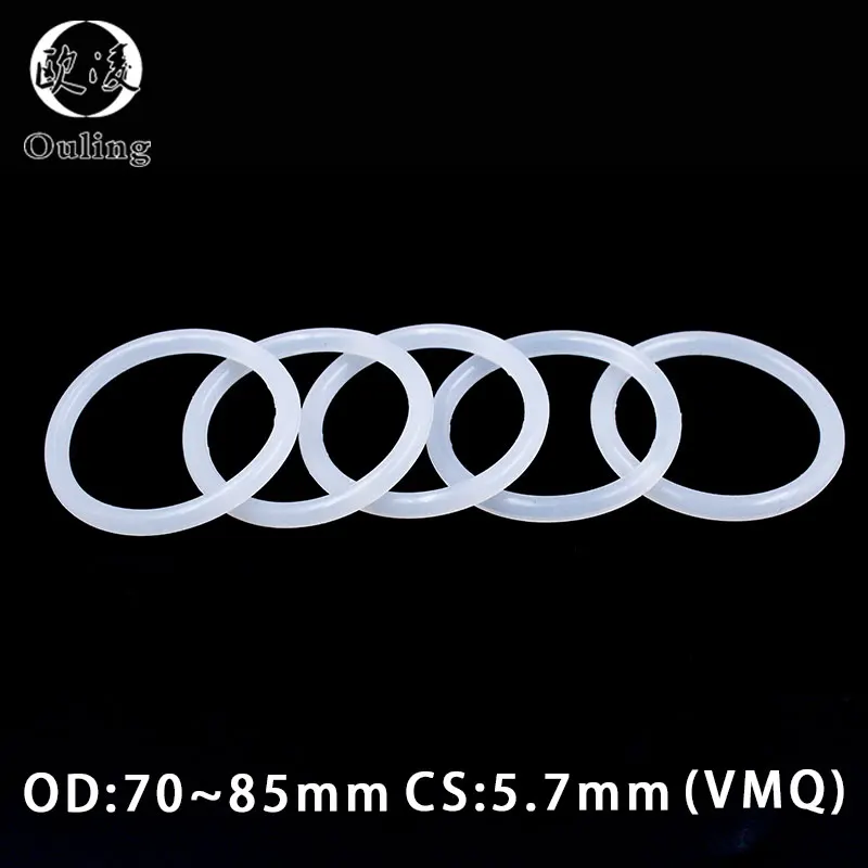 Белое Силиконовое кольцо силиконовое/VMQ уплотнительное 5 7 мм OD55/60/65/70/75/80/85/90/95/100