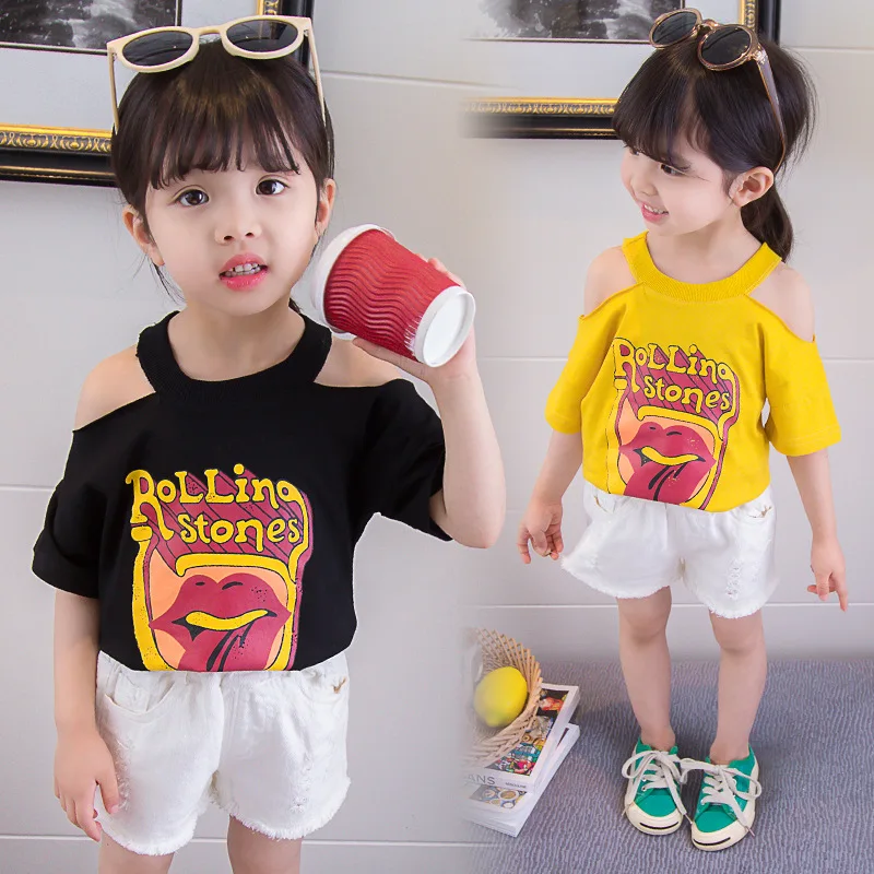 

Girls Short-sleeved T-shirt 95% cotton Summer Cothes Bottoming Shirts Girls Summer Korean Style Tops