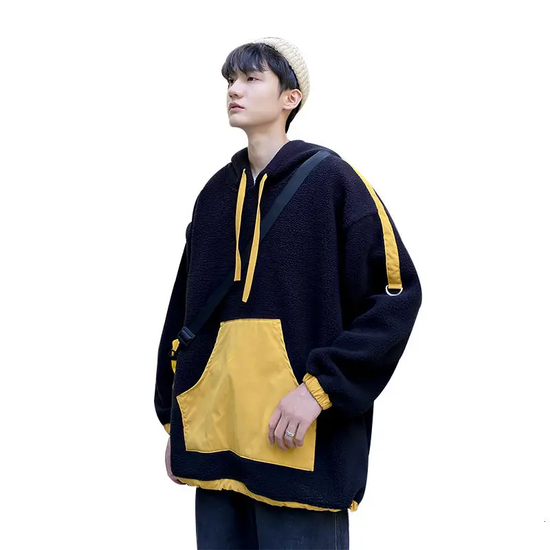 

Winter Lamb Wool Hoodies Men's Fashion Retro Casual Hooded Sweatshirt Men Streetwear Loose Hip-hop Pullover Hoodie Mens M-5XL