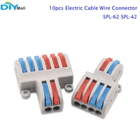 10pcs universal mini fast wire connector wiring electrical cable conector led lamp push in terminal block spl 62 spl 42 splic