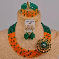 swell army green and orange costume necklace african jewelry set 5sz 02