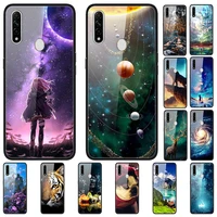 case for oppo a8 2020 case back phone cover black tpu silicone bumper with tempered glass