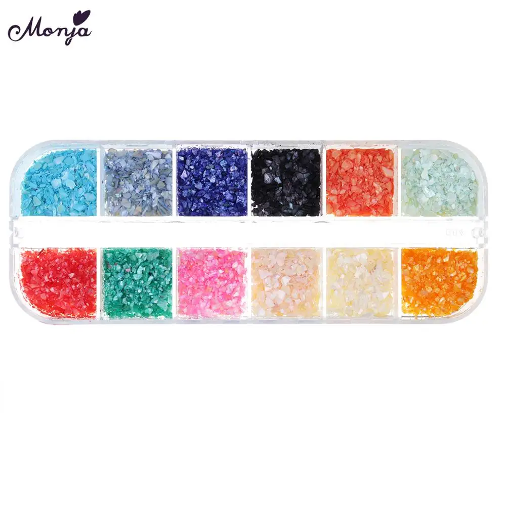 Monja 12 ячеек в коробке смешанный стиль дизайн ногтей луна звезда золотые