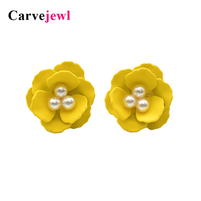Carvejewl цветочные серьги-гвоздики цветные богатые резиновые покрытые корейские