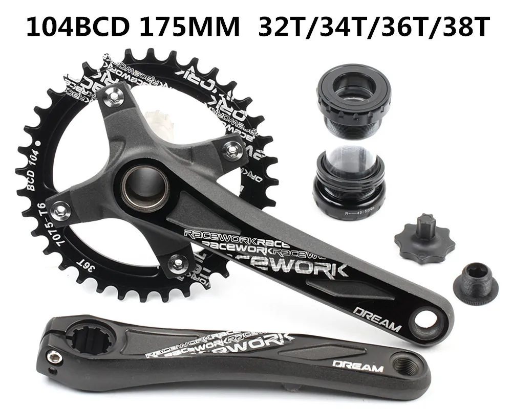 Велосипедный Кривошип 104BCD MTB велосипедный шатун из алюминиевого сплава с нижней велосипедной шатуной 175 мм 32T 34T 36T 38T пластина