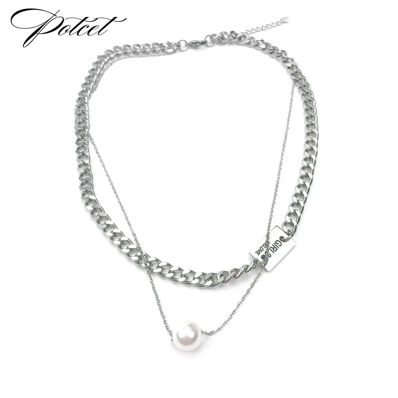 

POTCET Necklace Titanium Steel Travel Anniversary