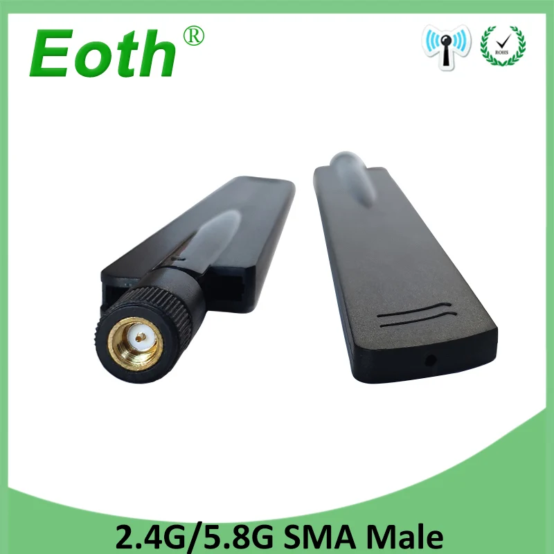 EOTH 5pcs 2.4g 5.8g antenna 8dbi sma male wlan wifi dual band antene iot module router tp link signal receiver antena high gain