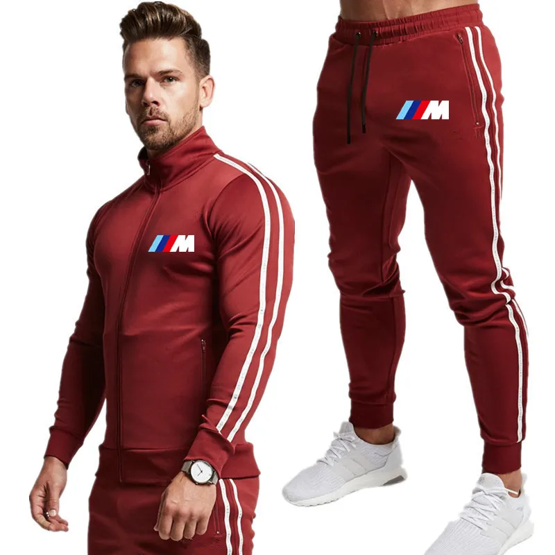 

2021 novo terno calça esporte masculina + jaqueta fitness casual rock casual streetwear terno masculino