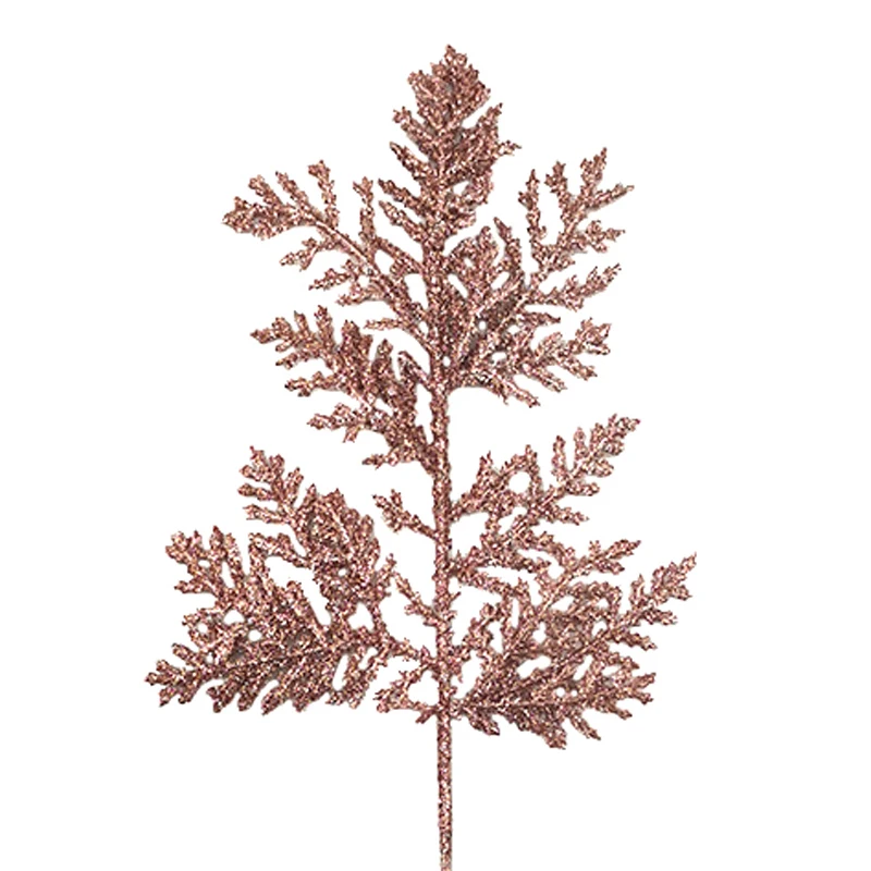 10pcslot artificial plants pine branches christmas tree decoration gold glittering sequin material home decor accessories free global shipping