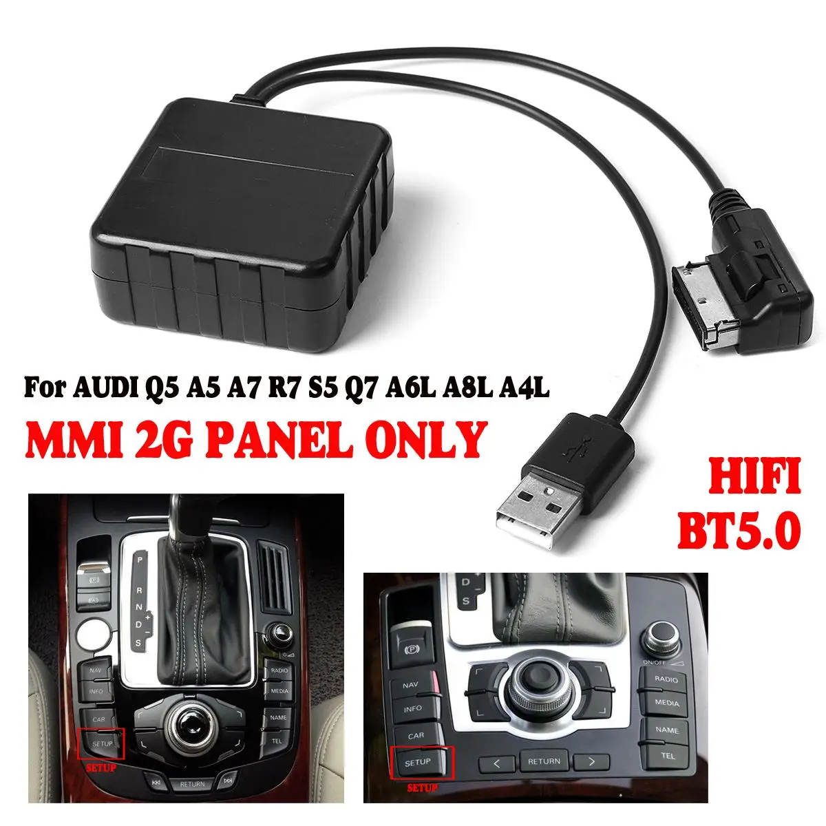 

Upgraded 12V MMI 2G Car bluetooth AUX Cable Adapter Wireless For AUDI Q5 A5 A7 R7 S5 Q7 A6L A8L A4L