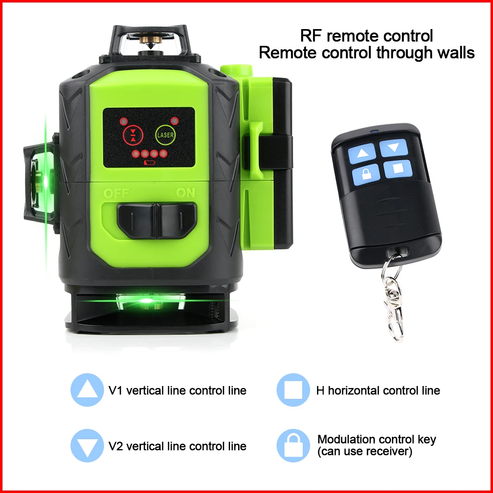 Лазерный уровень Fukuda зеленый 16-линейный лазерный с вертикальным и