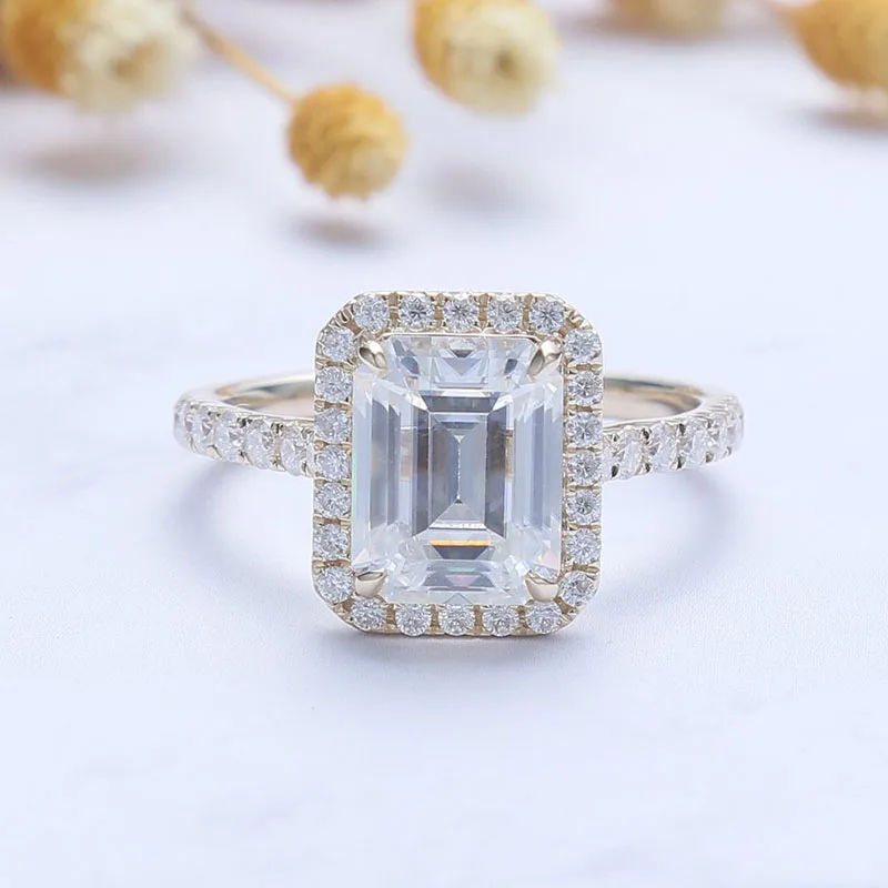 Cxsmy Solid 14K 585 Желтое золото 3 карата 7*9 мм изумрудная обручальное кольцо для женщин