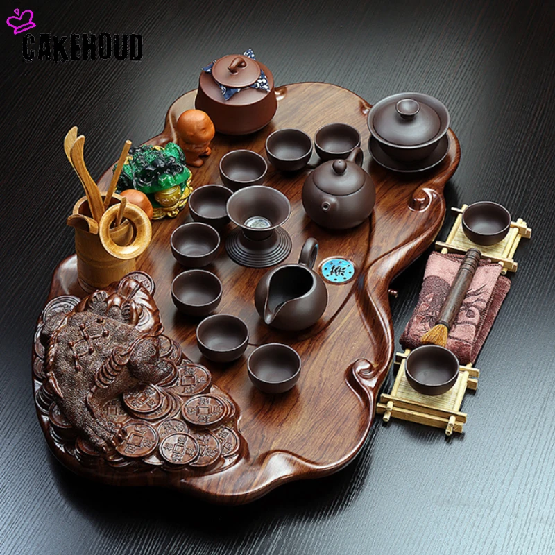 Чайная церемония чайный поднос из твердой древесины дренажная вода керамический
