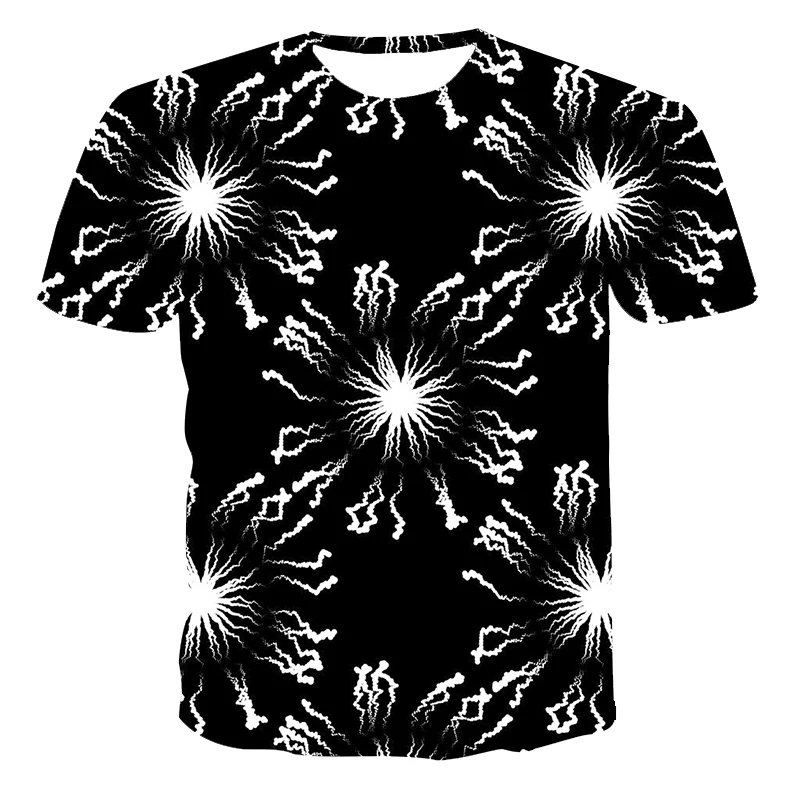 

2021 summer new 3D printed men's and women's T-shirt vertigo whirlpool fun pattern Casual Short Sleeve round neck T-shirt
