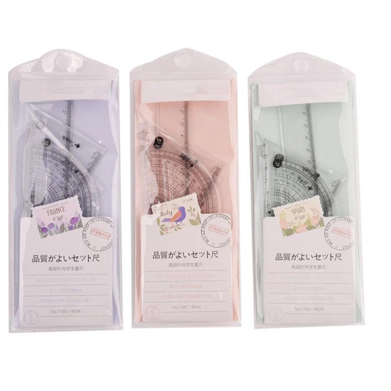 Линейка транспортир 4 шт./компл. 18 см мягкая гибкая пластиковая треугольная