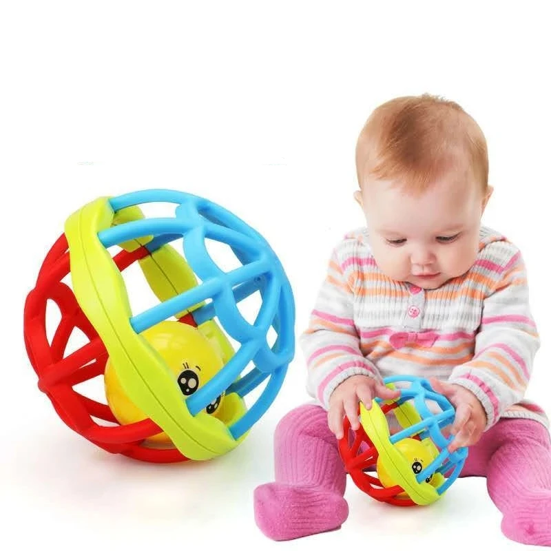 

Plastic Intelligence Grasping Gums Teethers Baby Rattle Toys Food Grade Hand Bell Teething Rattle For 0-3 Years Baby