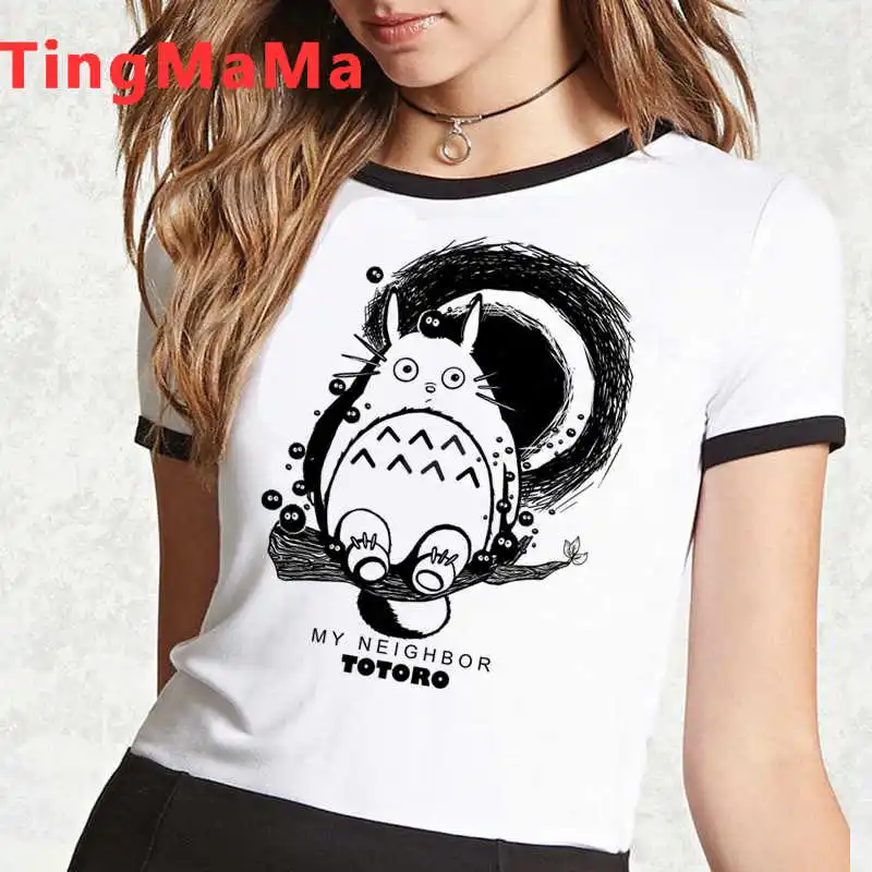 

Тоторо Studio Ghibli Хаяо миядзяки; Футболка футболка для женщин принтовые тройники для женщин, с рисунком, кепки, кепки в стиле Уличная Повседнев...