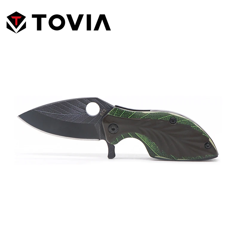 Green Leaf Складной нож из нержавеющей стали TOVIA, карманный нож с 3D узором в виде листьев, мини портативный складной нож для кемпинга, инструмент для выживания, камуфляж - Цвет: Green Leaf