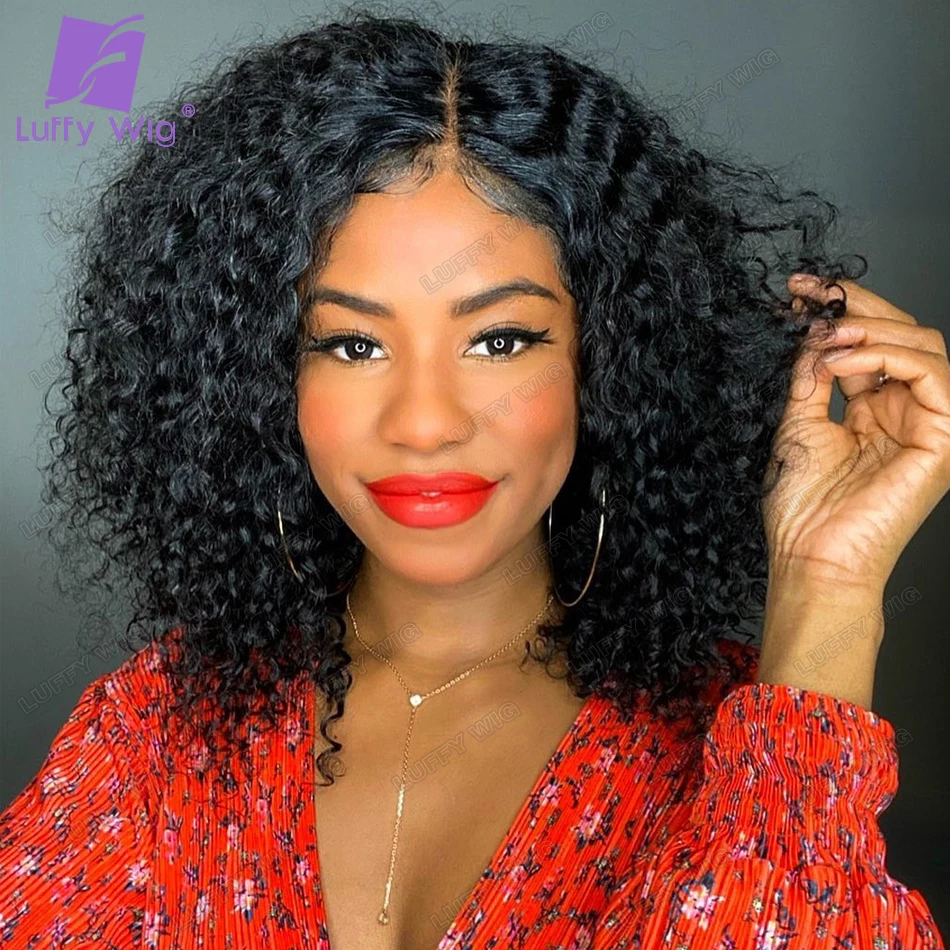 Short Curly 5x5 PU Silk Base Scalp Top Lace Front Human Hair Wigs Glueless Pre Plucked Brazilian Remy Hair For Women Luffywig