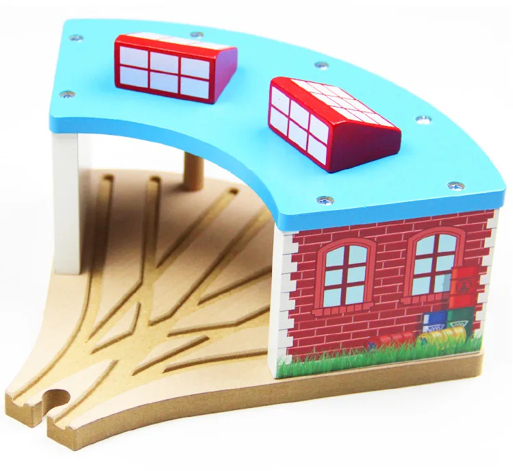 Деревянный поезд станция автомобиля игрушечный гараж Магнитный игровые