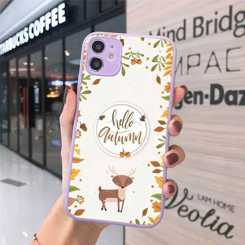 

Pumpkin Autumn leaf pattern Flowers1 Phone Case Matte Transparent for iPhone 7 8 11 12 s mini pro X XS XR MAX Plus cover funda