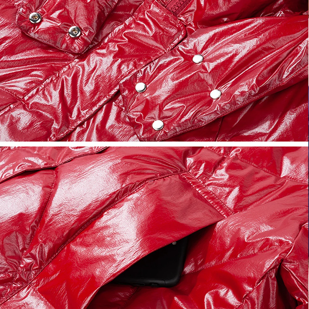 Высокое качество плотный длинный женский пуховик белый утиный пух с капюшоном на