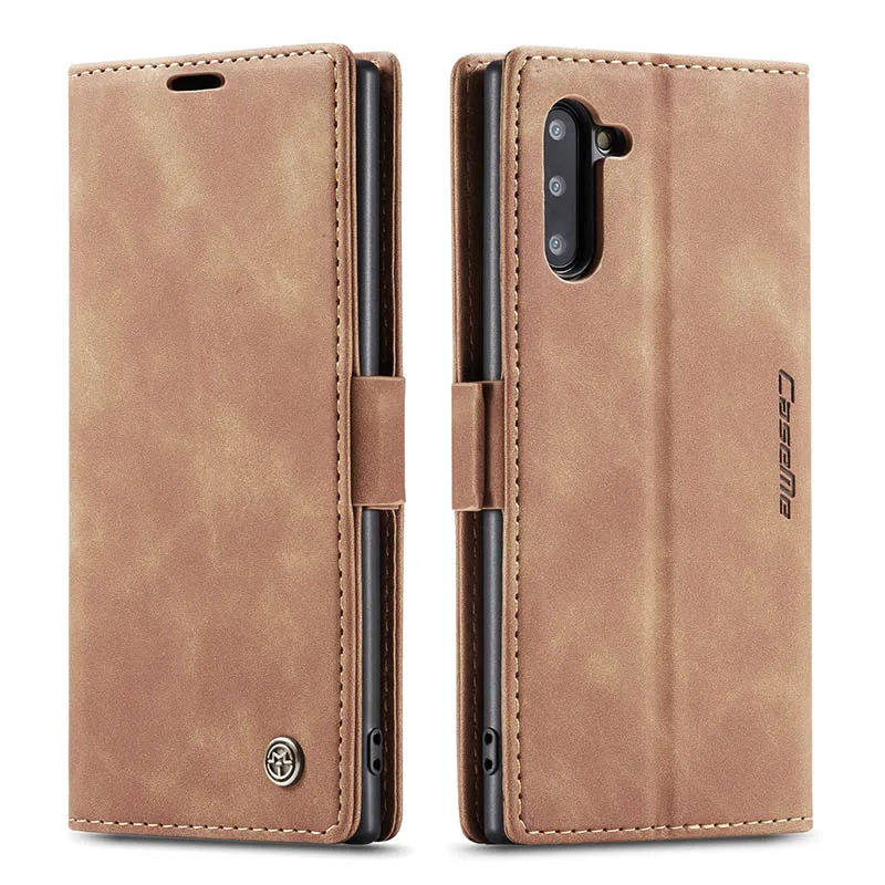 Магнитный кожаный чехол в стиле ретро для samsung Galaxy Note10 Plus, чехол-книжка для samsung S10, 5G, S9, S8 Plus, чехол-кошелек, держатель для карт - Цвет: brown