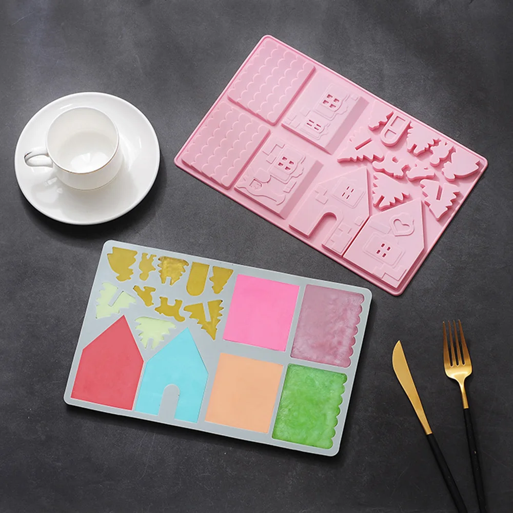 Рождественская форма для шоколада конфеты пряничный домик Силиконовые Формы