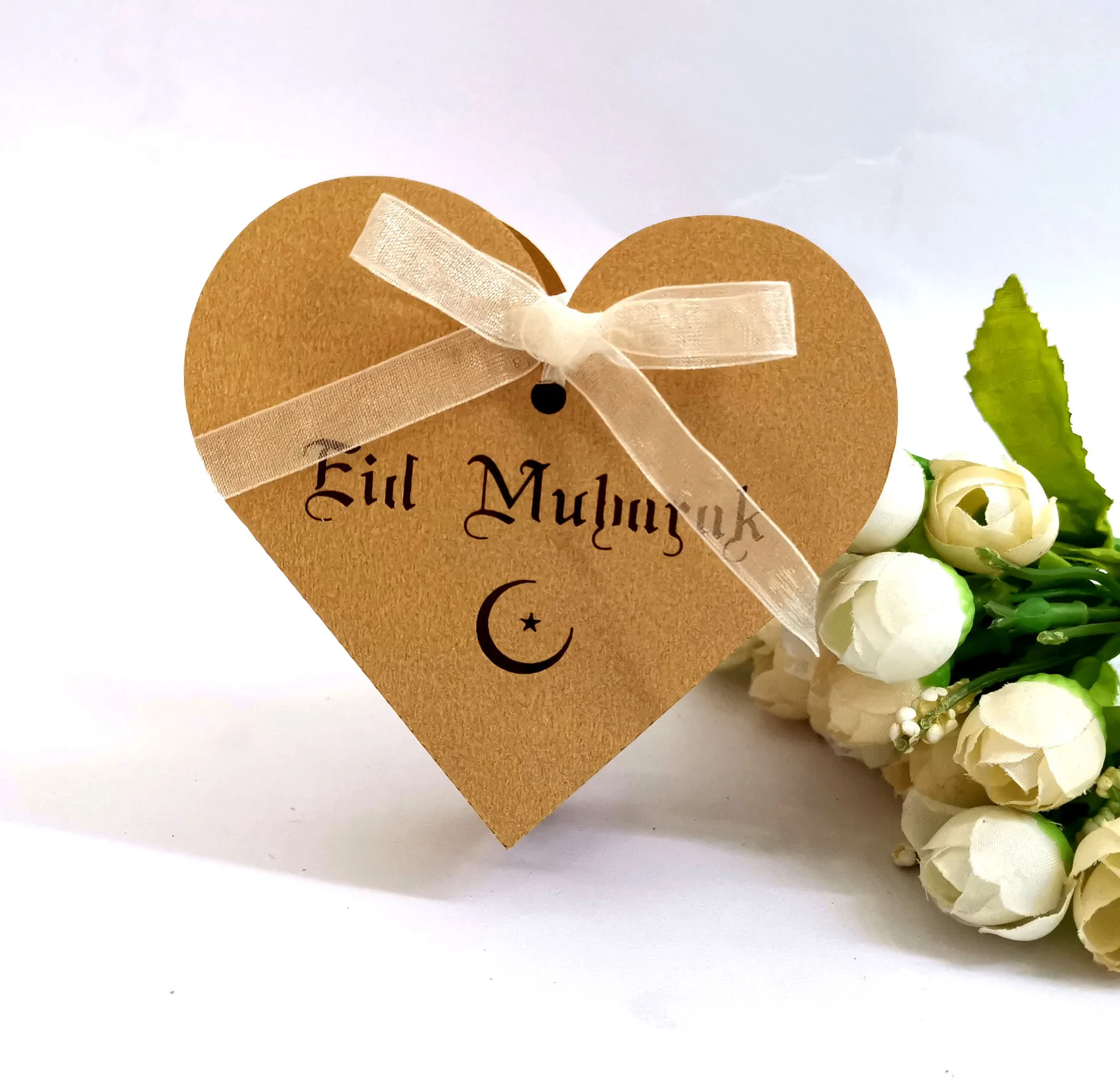 

50pcs Heart Happy Eid Mubarak Box Ramadan Decorations Paper Gift Boxes DIY Candy Box Islamic Muslim al-Fitr Eid Party Supplies