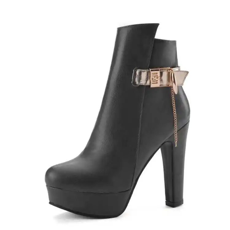 

New wind buckle chain waterproof platform thick high heel spring fashion new women's Boots